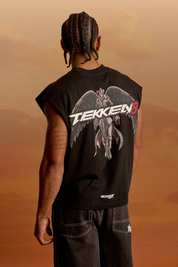 Neovision Devil Jin Graffiti Cropped Muscle Tank Black