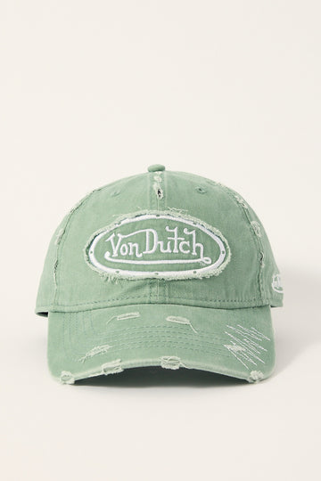 Von Dutch Distressed Zigzag Dad Cap Green