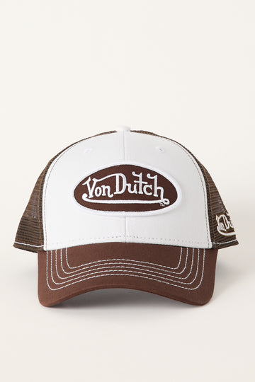 Von Dutch Contrast Twill Trucker Chocolate/White