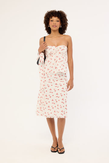 Luck + Trouble Daisie Polka Midi Skirt Off White