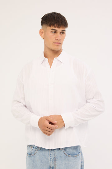 Common Need Vincent Boxy Long Sleeve Resort Shirt Off White