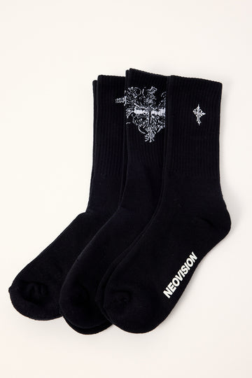 Neovision Fallen Cross Sock 3 Pack Black