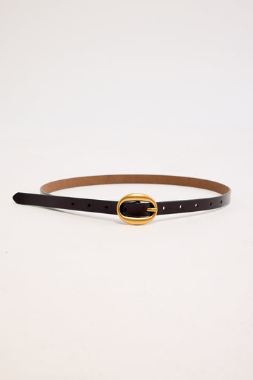 Perfect Stranger Oval Leather Thin Belt Brown