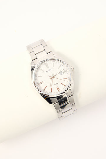 Casio MTP1302DA-7A Analogue Watch Silver/White