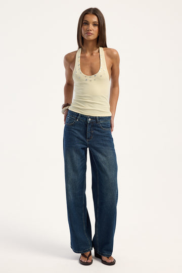 Thrills Billie Low Rise Killer Baggy Jean Teal Blue Used