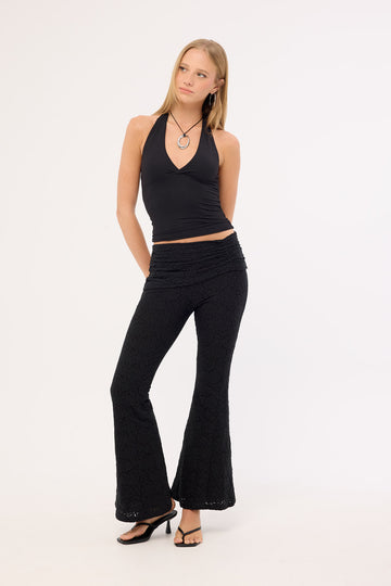 Luck + Trouble Lynna Lace Low Rise Pant Black
