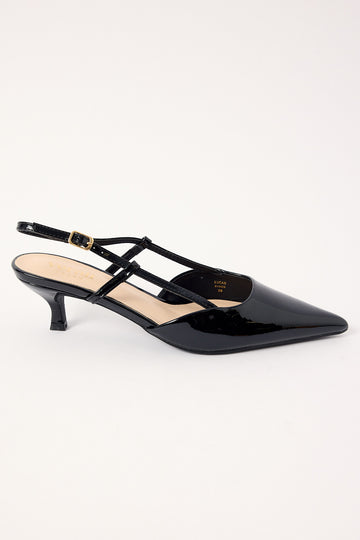 Verali Lucas Faux Leather Slingback Heel Black Patent