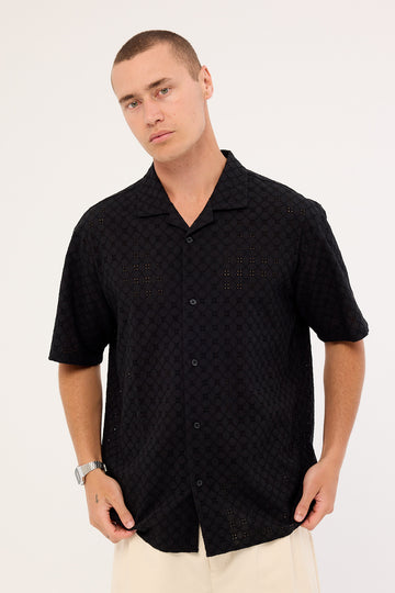 Common Need Tapestry Resort Shirt Black