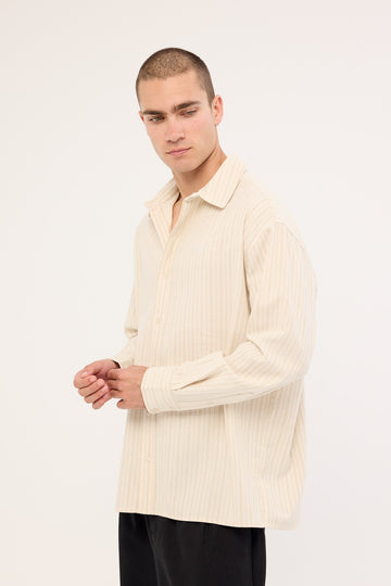 Common Need Jetty Long Sleeve Shirt Oat Stripe