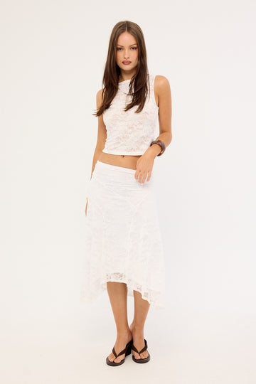 Thrills Sienna Lace Midi Skirt White