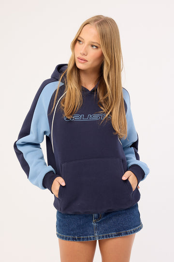 Rusty Black Splice Oversized Hooded Fleece Navy/Blue