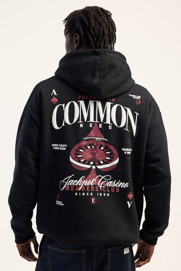 Common Need Stake Boxy Hoodie Black