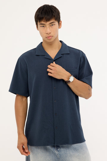 Common Need Mykonos Waffle Resort Shirt Navy
