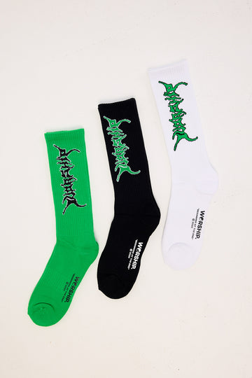 Worship Rama Socks 3 Pack White/Black/Oriole