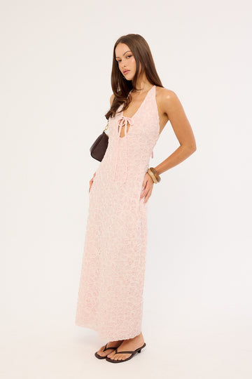 Luck + Trouble Skye Halter Midi Dress Pink