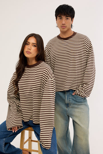Lioness Bloom Long Sleeve Dark Chocolate Stripe