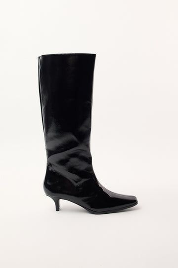 Therapy Spicy Kitten Heel Boot Black Crinkle