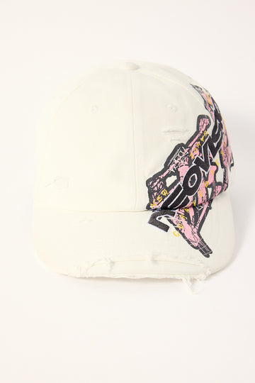 Neovision Smudge Distressed Dad Cap Off White