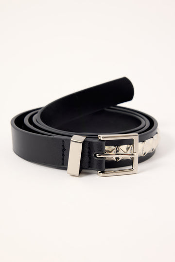 Neovision Spike Studded Slim Leather Belt Black
