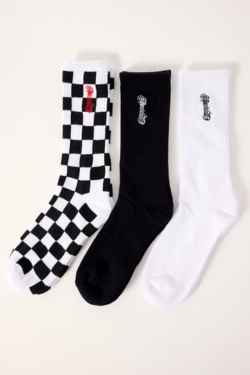 Neovision Posterboy Sock 3 Pack White/Black/Check