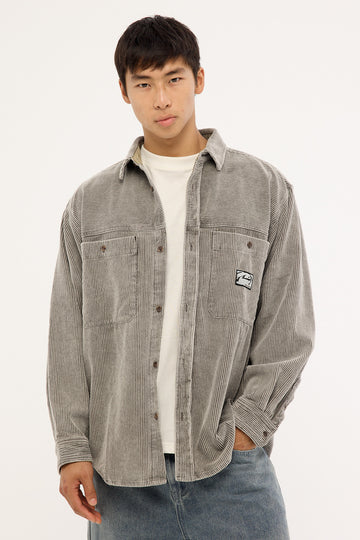 Rusty Cobra Cord Washed Overshirt Grey