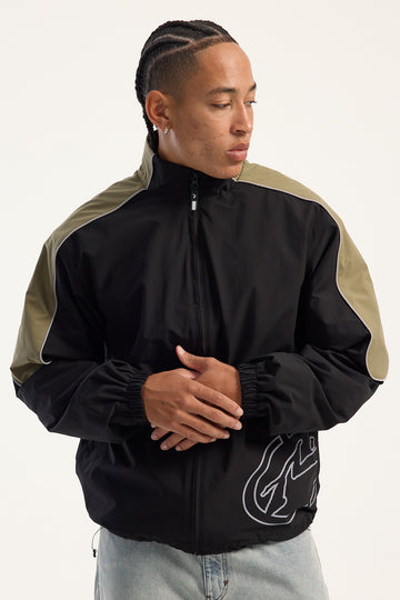 Rusty Front Line Track Windbreaker Jacket Black