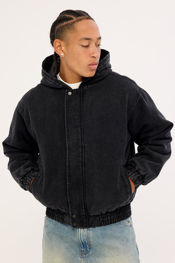 Neovision Hooded Bomber Jacket Washed Black