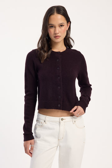 Perfect Stranger Taryn Knit Cardigan Dark Brown
