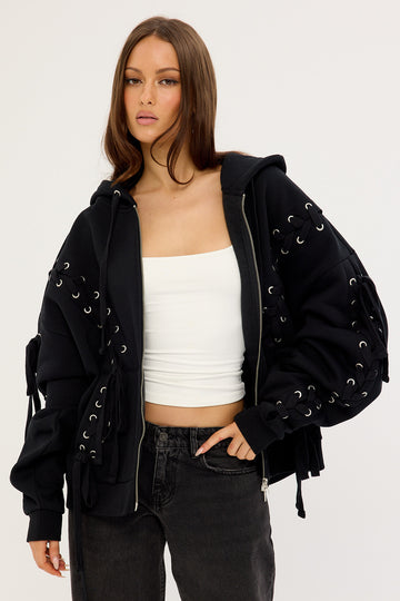 Neovision Oversized Zip-Thru Lace Up Black