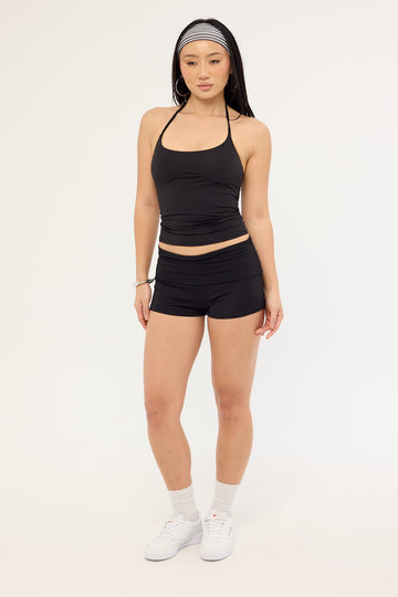 L&t Lia Jersey Fold Over Short Black
