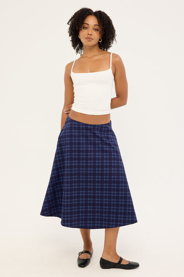 Motel Takara Skirt Midnight Check Blue