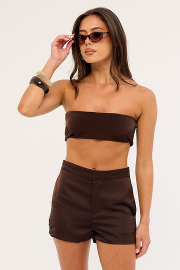 Perfect Stranger Ellie Satin Bandeau Bralette Chocolate