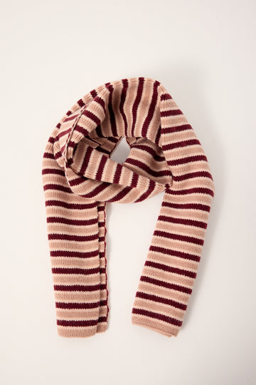 Token Stripe Knit Scarf Pink