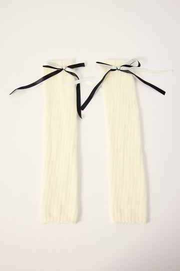 Token Ribbon Bow Leg Warmer White
