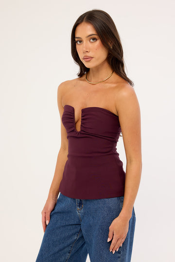 Perfect Stranger Alba Strapless Top Plum