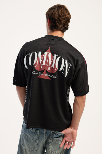 Common Need Stake V-Neck Jersey Off Black