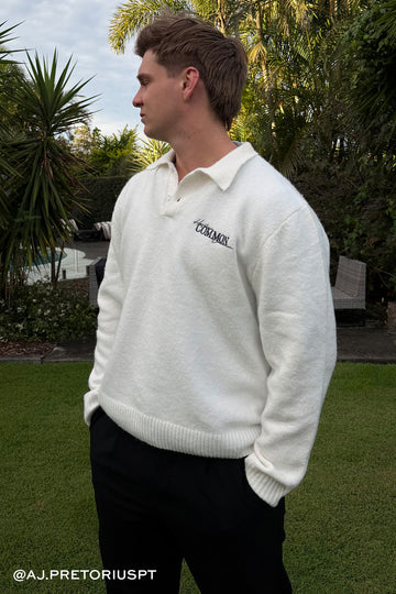 Common Need Wallace Knit Polo Off White
