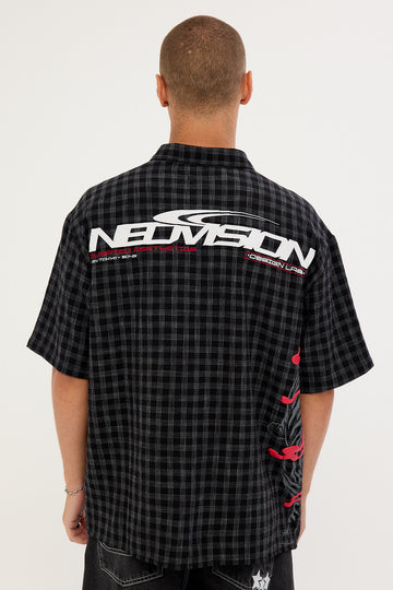 Neovision Hunt Check Oversize Shirt Black Check