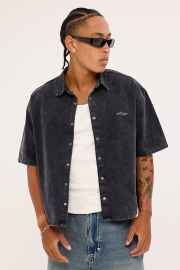 Neovision Cast Oversize Cropped Shirt Acid Black