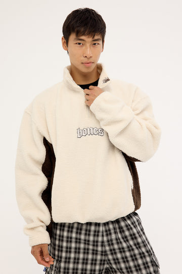 Billy Bones Club Webbed Collar Sherpa 1/4 Zip Stone