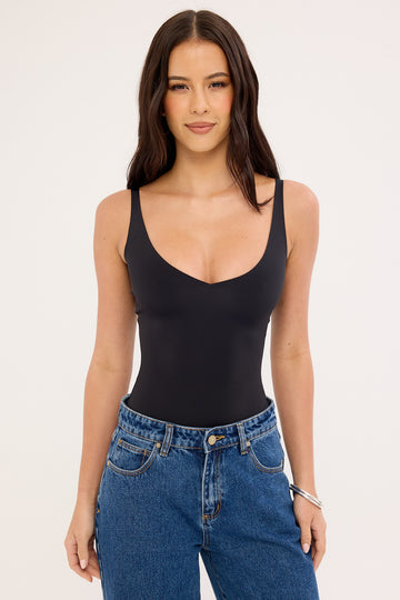 Luck + Trouble Darcy Plunge Bodysuit Black