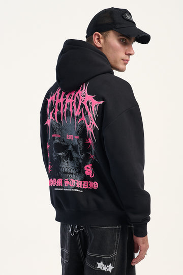 Kiss Chacey Glitch Oversized Hoodie Jet Black