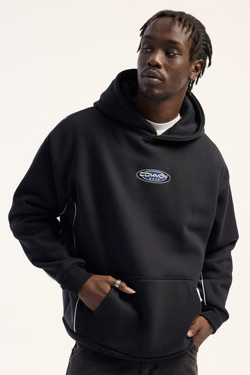 Common Need Fastlane Oval Boxy Hoodie Black
