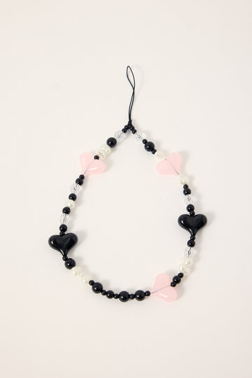 Token Hearts Camera Phone Charm Black/Pink