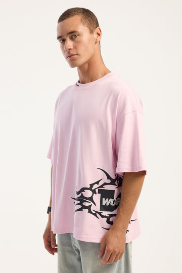 Worship This Is It Box Fit Cropped Oversize Tee Pink