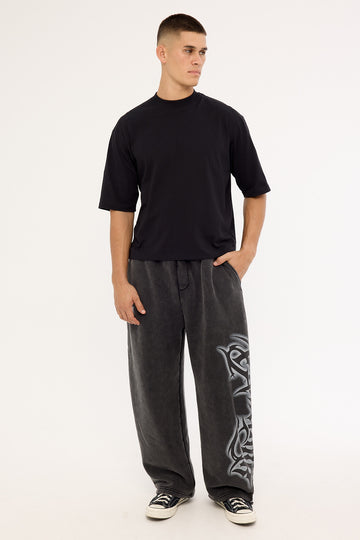 Front Runner Ashline Barrel Leg Track Pant Washed Black