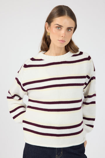 Perfect Stranger Amory Stripe Knit Jumper Cream Stripe
