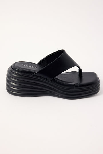 Therapy Frame Thong Wedge Slide Black
