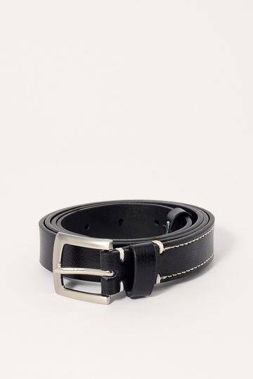 Common Need Vex Slim Leather Belt Black