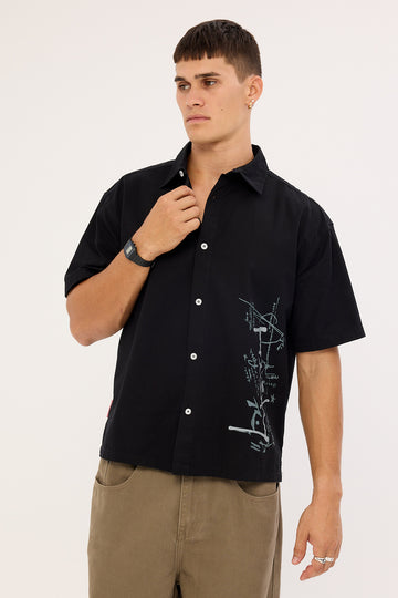 Rusty Crisis Cropped Shirt Black